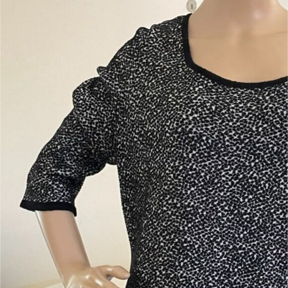 Moth Anthropologie Sweater Size XL Black White Textured Knit Scoop Neck - Picture 6 of 11